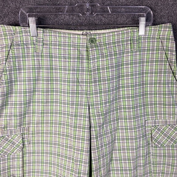 Izod Cargo‎ Shorts Men's Size 36 100% Cotton Plaid Green Adults - Picture 2 of 9